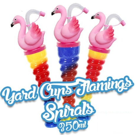 Yard Cups/Ice Cup Flamand Rose Spirale Pet 350 ml. Colis de 60 tubes